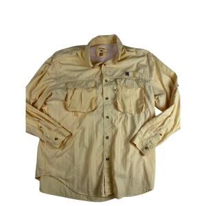 Reel Legends Men's Fishing Shirt Large Tan Long Sleeve Button Up Fair Cond